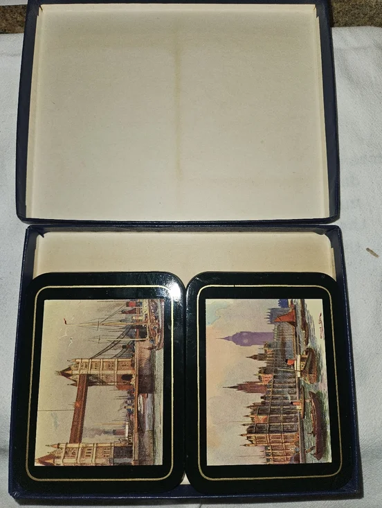 Vtg Brooks Brothers London Scenes Coasters Set Of 6 Handmade In England - Picture 2 of 4